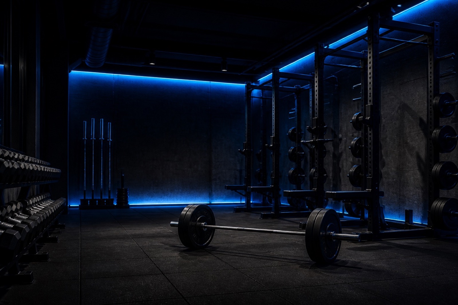 Hantelstange in einem modernen Fitnessstudio